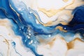 Abstract Blue and Gold Oil Painting with High Textured Marble Background Royalty Free Stock Photo