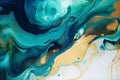 Abstract Blue and Gold Oil Painting with High Textured Marble Background Royalty Free Stock Photo