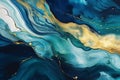 Abstract Blue and Gold Oil Painting with High Textured Marble Background Royalty Free Stock Photo