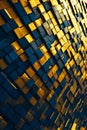 Abstract Blue and Gold Tech Cube Grid Background, Portrait Images Generative AI Royalty Free Stock Photo
