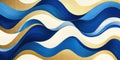 Abstract blue gold white wave pattern art Royalty Free Stock Photo