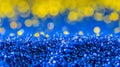 Abstract Blue Granules And Yellow Bokeh Background, Plastic Texture Backdrop Royalty Free Stock Photo