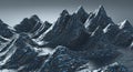 Abstract Blue and Gray 3D Rendered Mountain Range Royalty Free Stock Photo