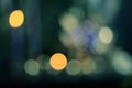 Abstract blue green bokeh background with soft focus christmas lights Royalty Free Stock Photo