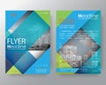 Abstract blue and green diagonal line Brochure annual report cover Flyer Poster design Layout vector template in A4 size