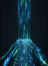 Abstract blue green digital data flow for technology concept background Royalty Free Stock Photo