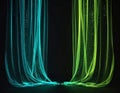 Abstract Blue and Green Light Streaks with Sparkles on Black Background Royalty Free Stock Photo
