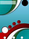 Abstract blue, green, and red background with circles and dots Royalty Free Stock Photo