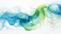 Abstract blue and green smoke on a white background. illustration. Generative AI Royalty Free Stock Photo
