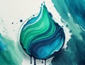 Abstract blue and green tone earth crylic paint blob, creative modern artwork and flat lay drop digital art concept Royalty Free Stock Photo