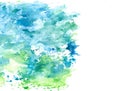 Abstract blue and green watercolor splash on white background paper,grunge element for decoration, illustration