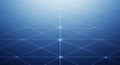 Abstract Blue Grid Network with Glowing Nodes and Light Rays Royalty Free Stock Photo