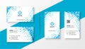 Abstract blue halftone business card design set