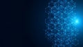 Abstract blue hexagon network technology background with interconnected dots design Royalty Free Stock Photo