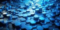 Abstract blue hexagon pattern a dynamic 3d rendering of interlocking geometric shapes. Generative AI Royalty Free Stock Photo