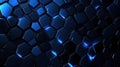 Abstract Dark Blue Hexagon Pattern Background with Glowing Edges Royalty Free Stock Photo