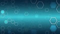 Abstract blue hexagon pattern with glowing outlines on gradient teal background Royalty Free Stock Photo