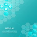 Abstract blue hexagon pattern and wave line background.Medical and science concept and health care icon pattern Royalty Free Stock Photo