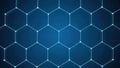 Abstract Blue Hexagonal Grid Pattern with Connected Dots Representing Network and Technology Royalty Free Stock Photo