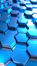 Abstract blue hexagonal metallic surface with clean reflections and a modern, geometric pattern. Royalty Free Stock Photo