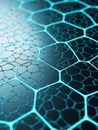 Abstract Blue Hexagonal Network Structure with Glowing Lines and Nodes technology science Royalty Free Stock Photo