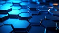 Abstract blue hexagonal pattern, 3D render of a modern geometric background. Royalty Free Stock Photo
