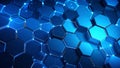 Abstract blue hexagonal pattern with glowing lines, technology concept background. Royalty Free Stock Photo