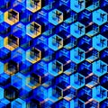 Abstract Blue Hexagons Background. Modern Hexagonal Color Illustration. Geometric Art Texture.