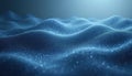 Abstract blue illustration featuring wavy surface. Digital graphic with textured pattern of small particles. Modern design Royalty Free Stock Photo