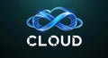 Abstract blue infinity cloud symbol with the word cloud below Royalty Free Stock Photo