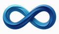 Abstract blue infinity loop symbol represents endlessness, continuity. Modern three-dimensional graphic design features smooth, Royalty Free Stock Photo