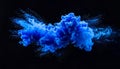 Abstract Blue Ink Cloud Explosion In Dark Water With Small Particles Royalty Free Stock Photo