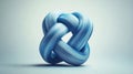 Abstract Blue Knot Shape with Textured Surface and Geometric Design on White Background
