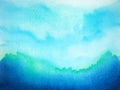 Abstract blue landscape nature color background mountain forest sky water sea ocean wave cloud watercolor painting art texture Royalty Free Stock Photo