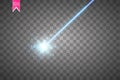 Abstract blue laser beam. Isolated on transparent black background. Vector illustration, Royalty Free Stock Photo