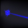 Abstract blue laser beam. Laser security beam on transparent background. Light ray with glow target flash. Vector illustr