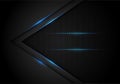 Abstract blue light arrow on black with hexagon mesh design modern luxury futuristic technology background vector