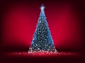 Abstract blue light christmas tree on red. EPS 8 Royalty Free Stock Photo