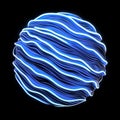 An abstract blue light energy sphere on a black background. Royalty Free Stock Photo