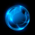 Abstract blue light energy sphere effect on black background Royalty Free Stock Photo