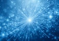 Blue Abstract Light Explosion with Radiating Particles Royalty Free Stock Photo