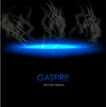 Abstract blue light and fire flash element on dark transparent background. Vector illustration Royalty Free Stock Photo