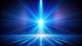 Abstract blue light rays converging on a bright horizon. Generative AI Royalty Free Stock Photo