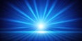 Abstract blue light rays converging on a horizon. Generative AI Royalty Free Stock Photo