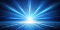 Abstract blue light rays converging towards a bright horizon. Generative AI Royalty Free Stock Photo