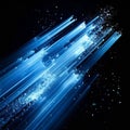 Abstract Blue Light Streaks Particle Explosion on Black Background Dynamic Motion Royalty Free Stock Photo