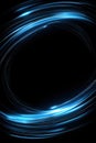 Abstract blue light swirl on black background. Bright glowing lines in circular form Royalty Free Stock Photo