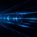 Abstract Blue Light Trails Creating Dynamic Motion Effects in a Dark Space Background with Circular Elements Royalty Free Stock Photo
