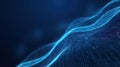 Abstract blue light wave background with flowing particles and digital data stream Royalty Free Stock Photo
