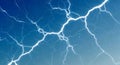 Abstract blue lightning strikes or electric discharge effect on gradient sky background with high voltage for energy or power Royalty Free Stock Photo